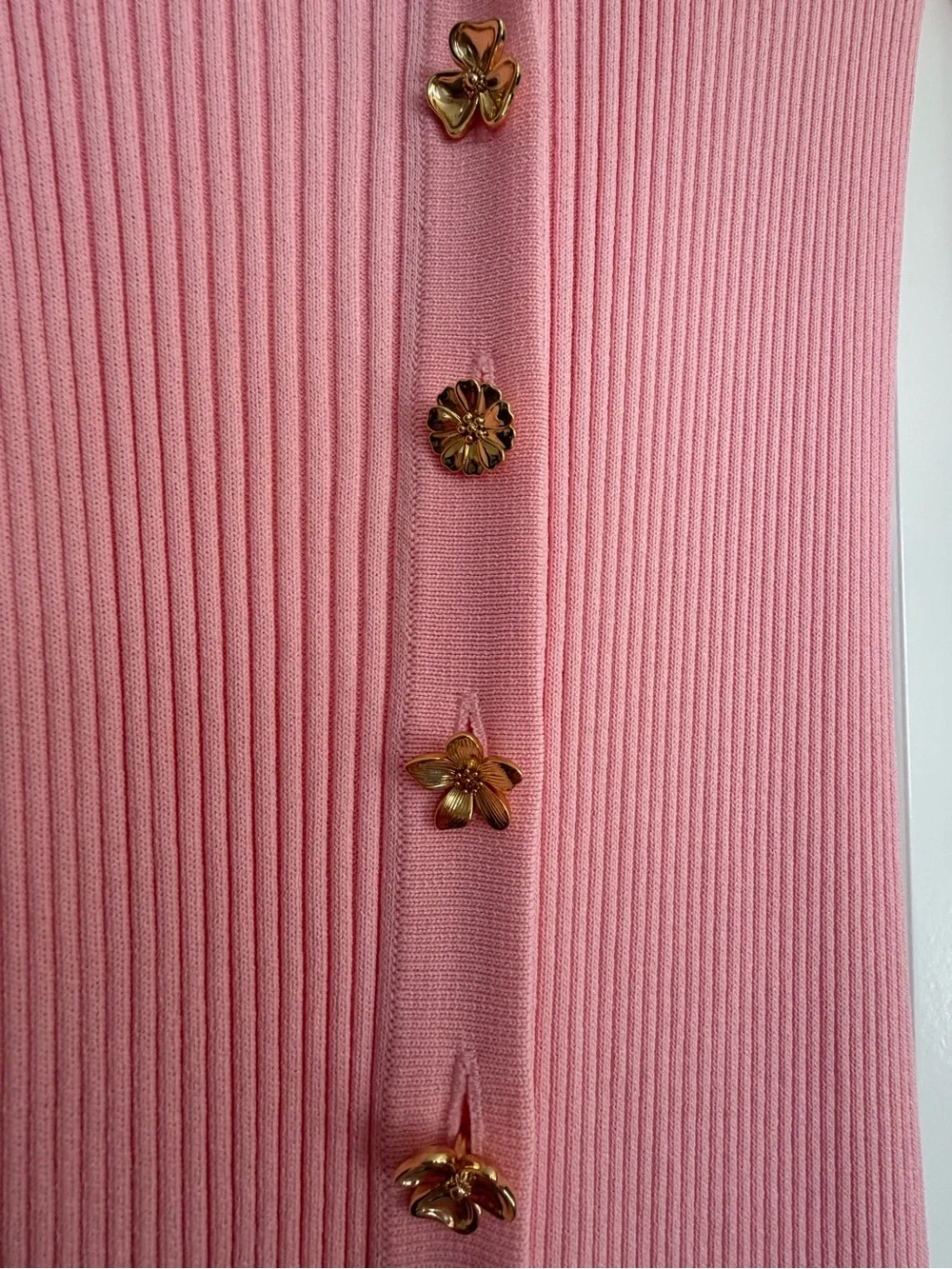 STAUD Pink Ribbed Long-Sleeve Button-Front Maxi Dress - Picture 3 of 4
